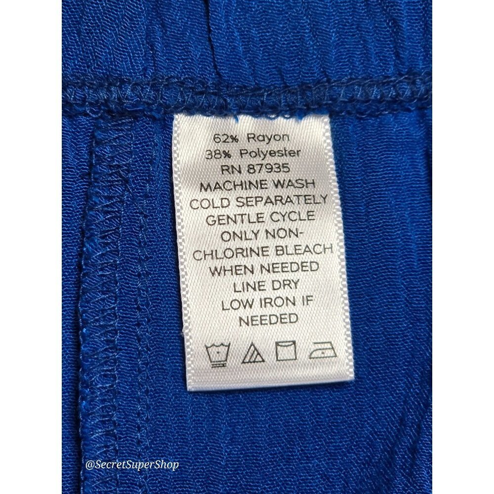 Susan Graver Womens Skirt XL Royal Blue Gauze Midi A Line Pull-On Elastic Waist - Picture 3 of 6